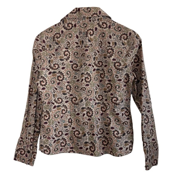 Christopher & Banks Women Button Down Shirt Jacket Small Paisley Coastal Cowgirl - Picture 2 of 12